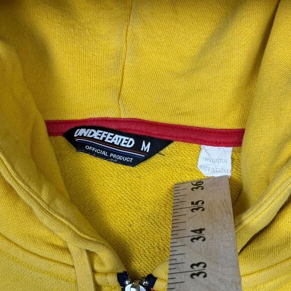 Navy and Yellow Undefeated UNDFTD Spell out Zip-up Hoodie Sweatshirt - Medium - Picture 3 of 8